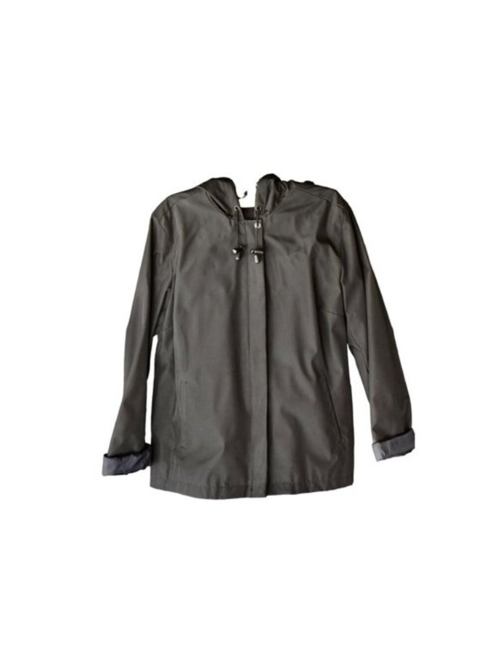 Women's Vintage St. John's Bay Black Hooded Rain Coat M